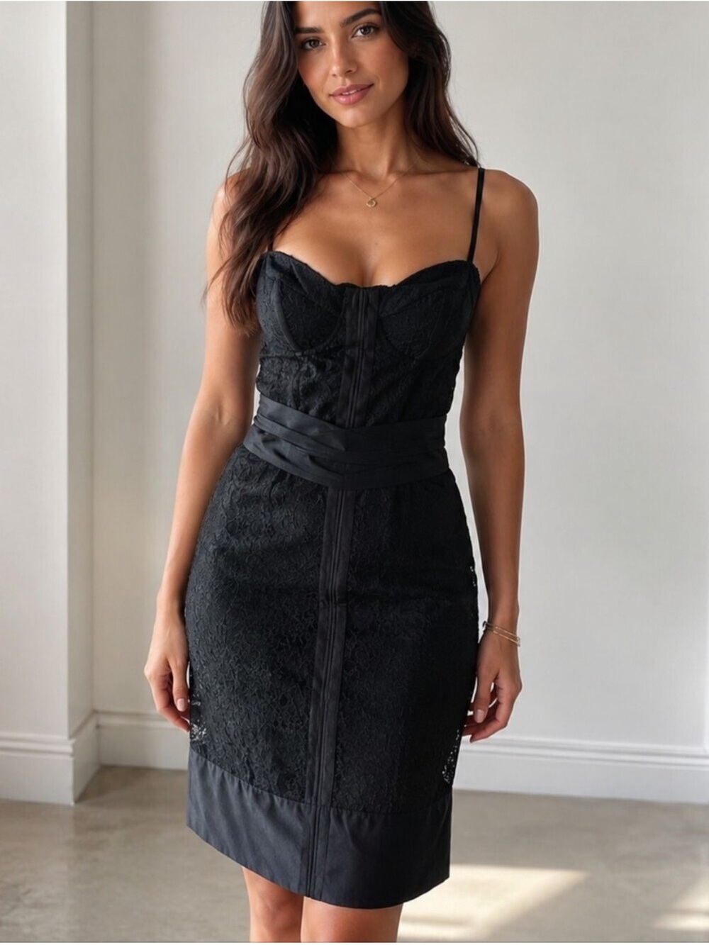 Dolce & Gabbana Black Lace Bustier Dress